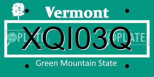 XQI03Q Vermont License Plate