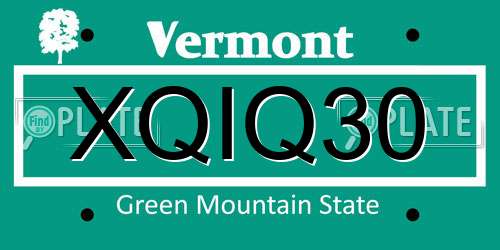 XQIQ30 Vermont License Plate