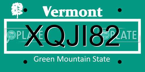 XQJI82 Vermont License Plate