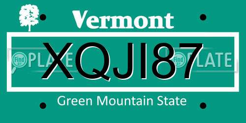 XQJI87 Vermont License Plate