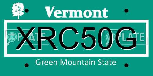 XRC50G Vermont License Plate