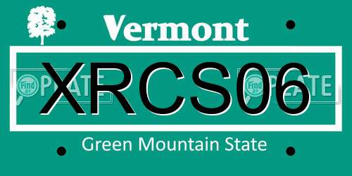 XRCS06 Vermont License Plate