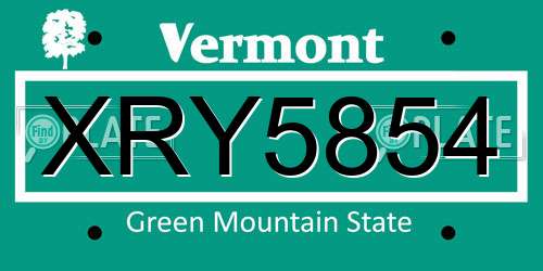 XRY5854 Vermont License Plate