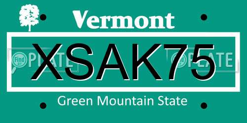 XSAK75 Vermont License Plate