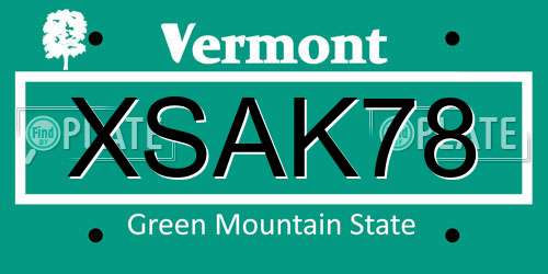 XSAK78 Vermont License Plate