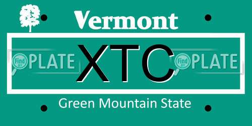 XTC Vermont License Plate