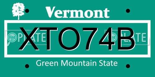 XTO74B Vermont License Plate
