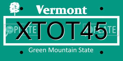 XTOT45 Vermont License Plate