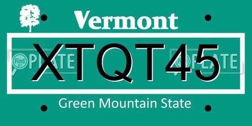 XTQT45 Vermont License Plate