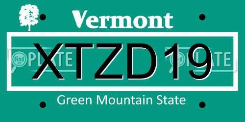 XTZD19 Vermont License Plate