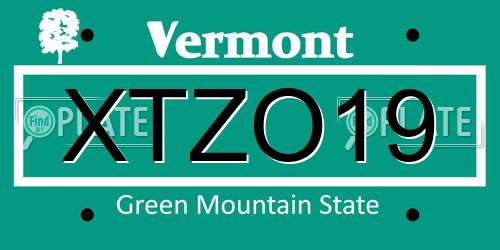 XTZO19 Vermont License Plate