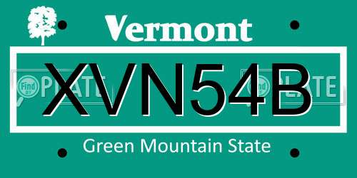 XVN54B Vermont License Plate