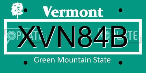 XVN84B Vermont License Plate