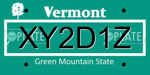 XY2D1Z Vermont License Plate