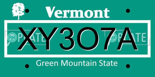 XY3O7A Vermont License Plate