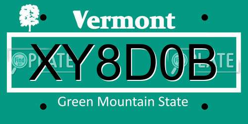 XY8D0B Vermont License Plate