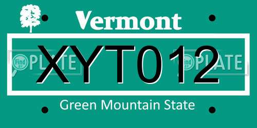 XYT012 Vermont License Plate