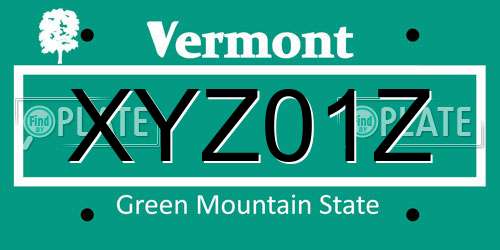 XYZ01Z Vermont License Plate