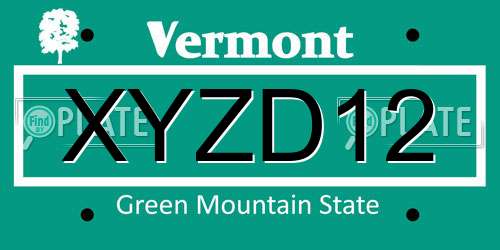 XYZD12 Vermont License Plate
