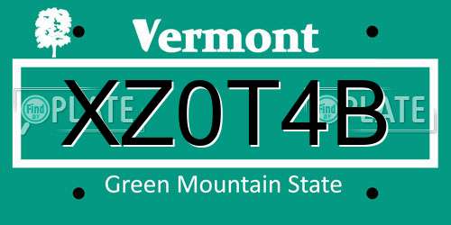 XZ0T4B Vermont License Plate