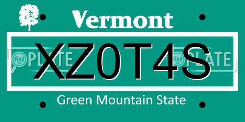 XZ0T4S Vermont License Plate