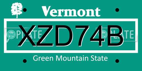 XZD74B Vermont License Plate