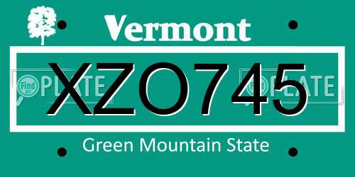 XZO745 Vermont License Plate
