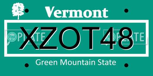 XZOT48 Vermont License Plate
