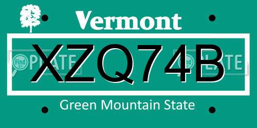 XZQ74B Vermont License Plate