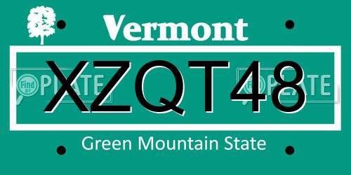 XZQT48 Vermont License Plate