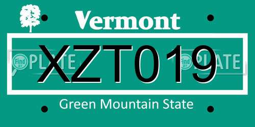 XZT019 Vermont License Plate