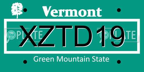 XZTD19 Vermont License Plate
