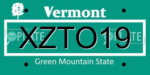 XZTO19 Vermont License Plate