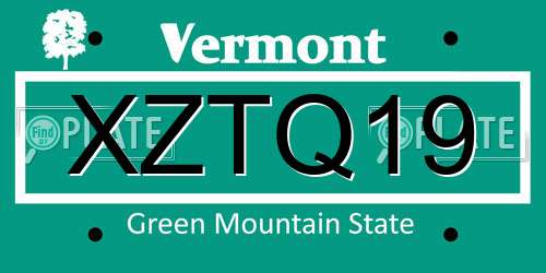 XZTQ19 Vermont License Plate