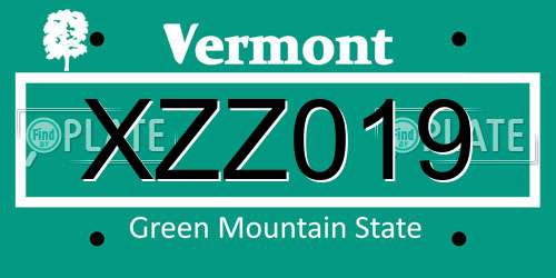XZZ019 Vermont License Plate