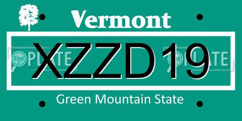 XZZD19 Vermont License Plate