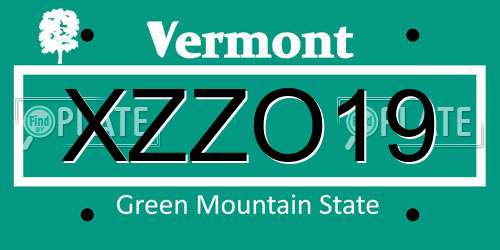 XZZO19 Vermont License Plate