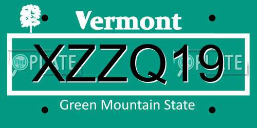 XZZQ19 Vermont License Plate