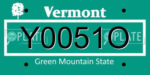 Y0051O Vermont License Plate