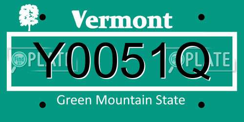 Y0051Q Vermont License Plate