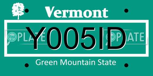 Y005ID Vermont License Plate