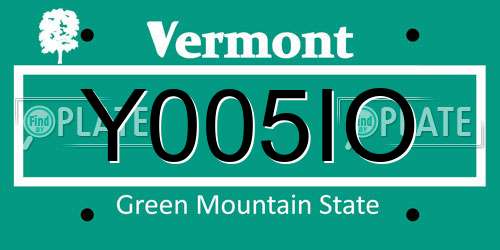 Y005IO Vermont License Plate