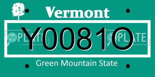 Y0081O Vermont License Plate