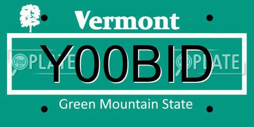 Y00BID Vermont License Plate