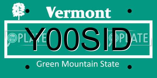 Y00SID Vermont License Plate