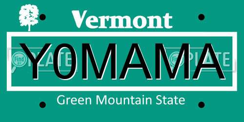 Y0MAMA Vermont License Plate