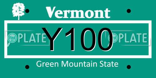 Y100 Vermont License Plate