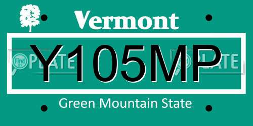 Y105MP Vermont License Plate