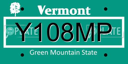 Y108MP Vermont License Plate
