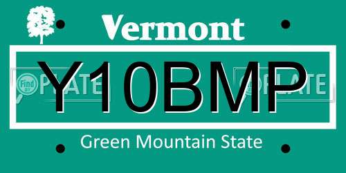 Y10BMP Vermont License Plate